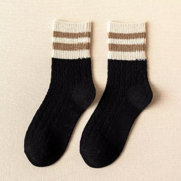 Super Warm Alpaca Socks Black Beige Light Brown
