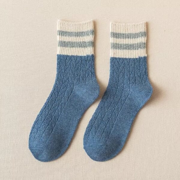 Super Warm Alpaca Socks Blue Beige Light Blue