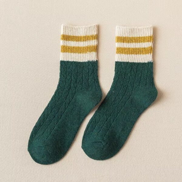 Super Warm Alpaca Socks Green Beige Yellow