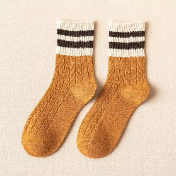 Super Warm Alpaca Socks Orange Beige Dark Brown