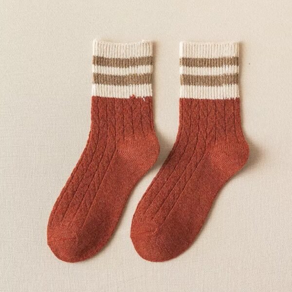 Super Warm Alpaca Socks Red Beige Light Brown