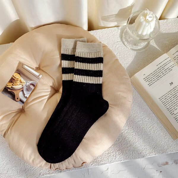 Super Warm Alpaca Socks Black Beige