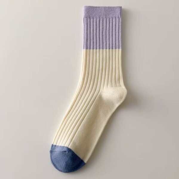 Super Warm Alpaca Socks Creme Purple