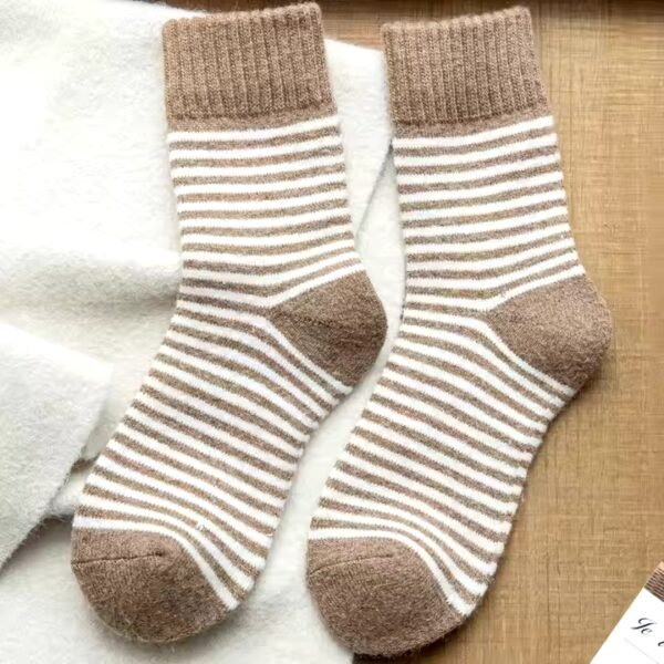 Super Warm Alpaca Socks Light Brown White