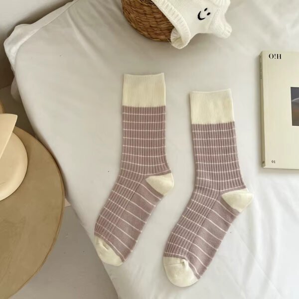 Kaschmirsocken Light Purple White